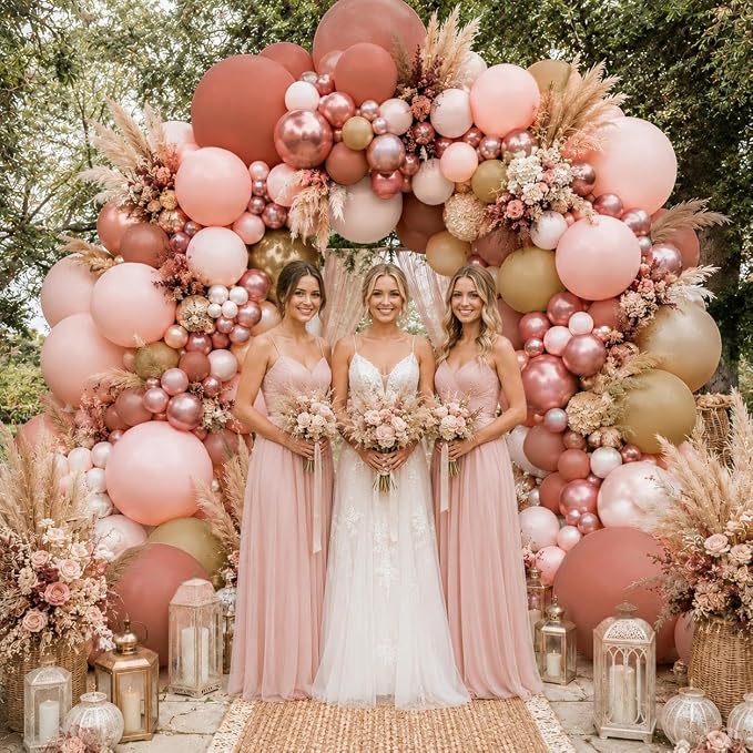 Dusty Pink Brown Balloon Garland Double Stuffed Nude Tan Pink Rose Gold | Dusty - Image 6
