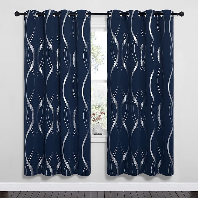 NICETOWN Blackout Curtain Panels 72 inches Long, Window Treatment Foil Printed - Image 2