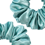 CEELGON Large Silk Satin Scrunchies - Jumbo Hair Ties for Thick Curly Hair - Pack of 6 (Green)