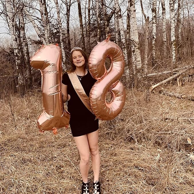 80th Birthday Balloons Rose Gold - Image 3