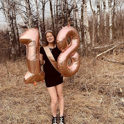 80th Birthday Balloons Rose Gold - Image 3