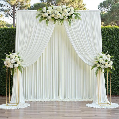 20ft x 12ft Wrinkle Free Ivory Backdrop Curtains - Image 9