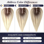 starluck Hair Toppers for Women Real Human Hair With Bangs, 100% Remy HumanHair Toppers for Women Hand-woven with Thinning,Cover Gray Roots,Adds Volume,Ombre Blonde