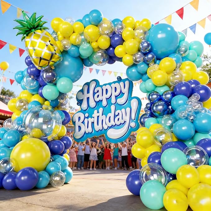 160pcs Cartoon Sponge Balloons Garland Arch Kit, Birthday Decorations Yellow - Image 7