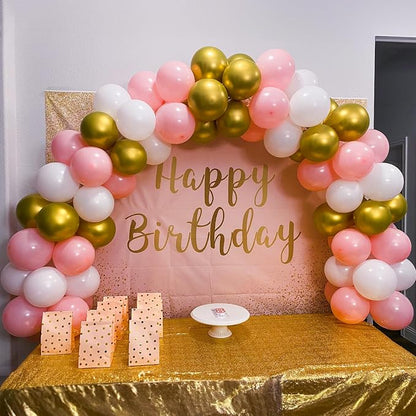 Pink Gold Balloons Set, 12 Inch Pink White Latex Balloons Pink Confetti Helium - Image 8
