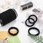WILLBOND 60 Pieces Seamless Hair Ties Ponytail Holders, Cotton No Crease Hair Band for Women,girl,thick Heavy and Curly Hair, 4 Styles(Black, Fresh Style)