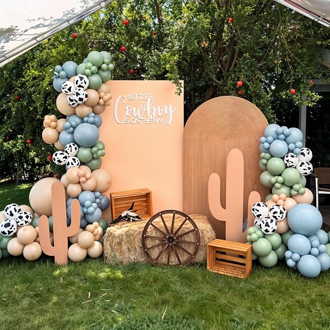 Cowboy Balloons Dusty Blue Sage Green Brown Tan Coffee Sand White Nude Retro - Image 5