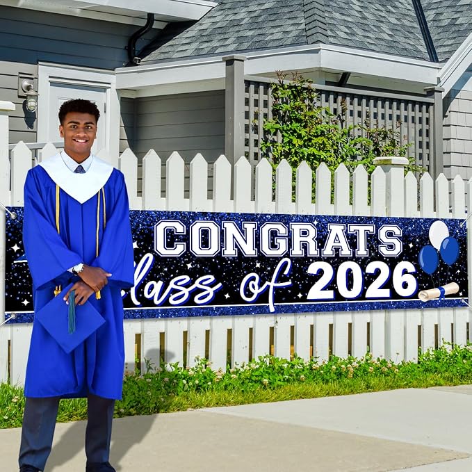 2026 Graduation Yard Sign Large Congrats Grad Banner Blue | Class of 2026 Banner - Image 2