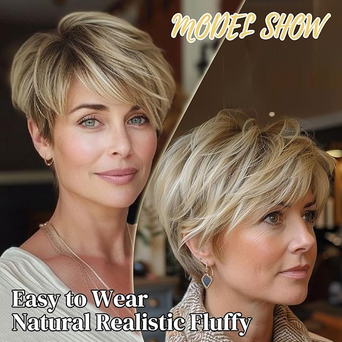 QUEENTAS Blonde Hair Topper for Women with Thinning Hair 6.5"*6"Large Coverage Short Synthetic Pieces with 5 Clips in Wiglets(Ombre Blonde)