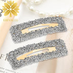 Rhinestone and Crystal Hair Clips 2-Pack, Sparkly Barrettes & Elegant Bling Accessories for Women & Girls(Set11)