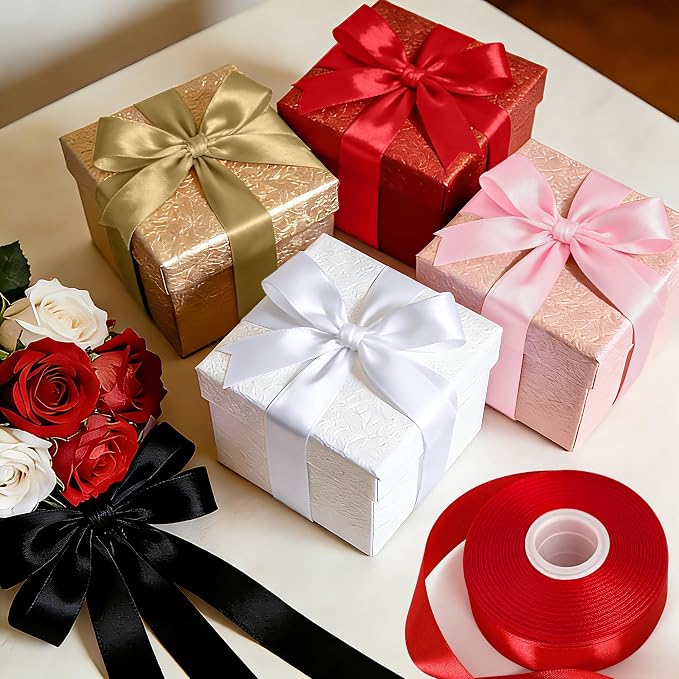 1In 30Yards Pink Satin Ribbon for Flower Bouquet Baby Shower Mother's Day | - Image 5