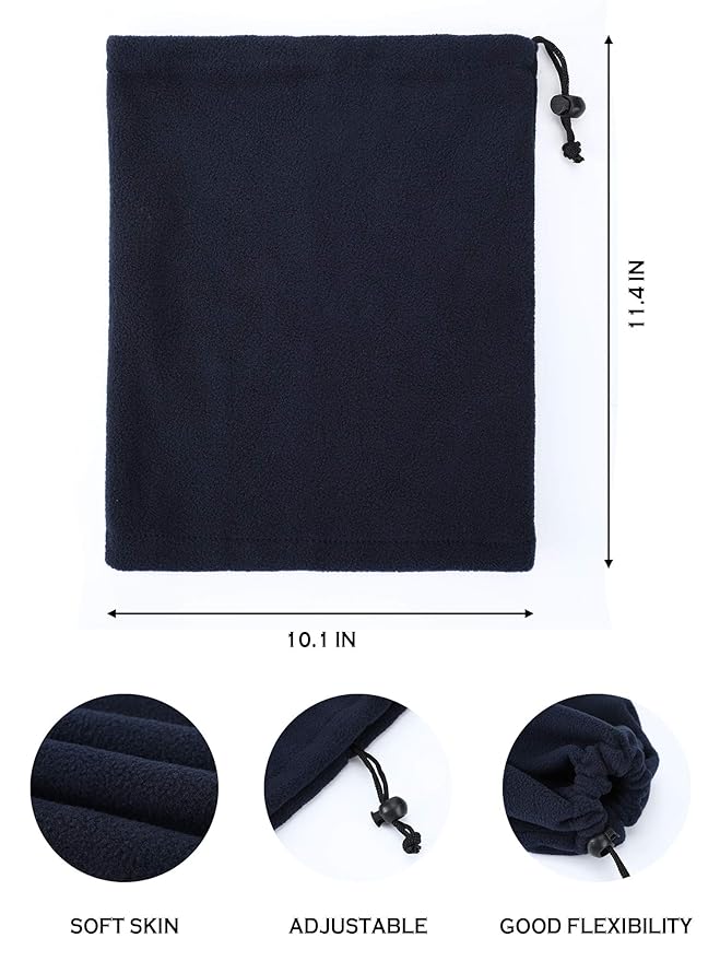 Syhood 6 Pieces Winter Fleece Ear Warmer Headband Ear Muffs Head Wraps with Winter Fleece Neck Warmer Gaiter (Black, Dark Grey, Navy Blue,Plus Size)