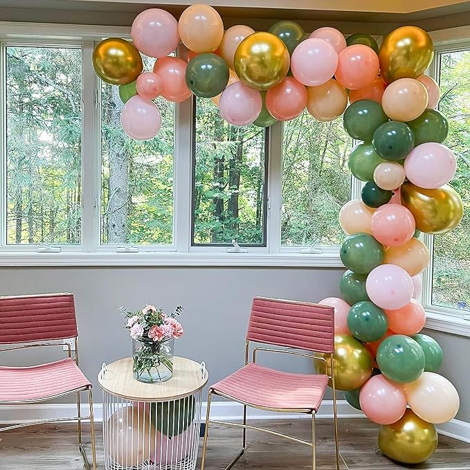 Sage Green Dusty Pink Balloon, 60 Packs 12 Inch Retro Green and Pink Metallic - Image 5