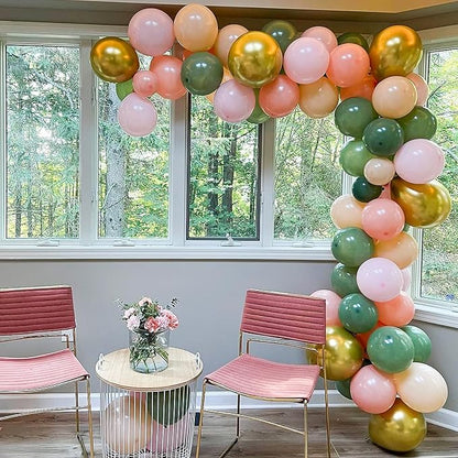 Sage Green Dusty Pink Balloon, 60 Packs 12 Inch Retro Green and Pink Metallic - Image 5