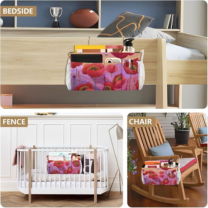Bedside Caddy Metal Frame Hanging Organizer Bunk Bed Dorm Accessories Hook And - Image 8