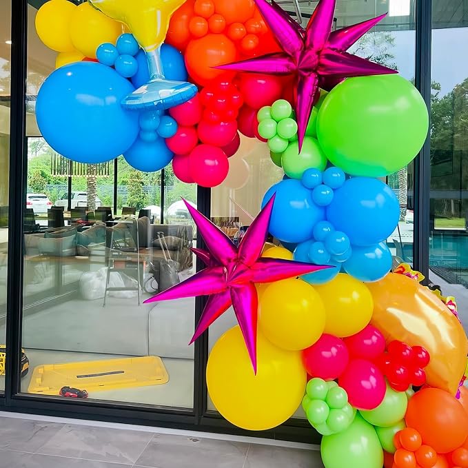 Rainbow Balloons, 12 Inch Multicolor Balloons in Fruit Green Slate Blue Matt - Image 6