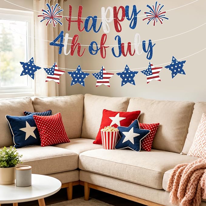 Happy 4th of July Banner Patriotic Decorations, Fourth of July Banner Hanging - Image 6