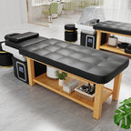 Hair Washing Head Spa Stationary Massage Table with Water Cycle & Fumigation Salon Equipment for Beauty Head Spa Physical Therapy Massage, Wood Frame, PU Leather - Black
