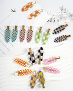 No Crease Hair Clips, 18 Pcs Checkerboard No Bend Clips, Acrylic Resin Styling Makeup Creaseless Flat Clips for Women Girls