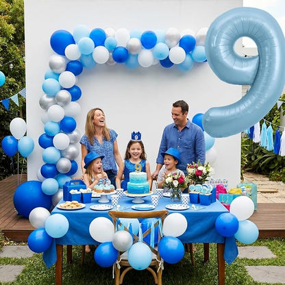 TONIFUL 40 Inch Pastel Blue Number 9 Foil Balloons Large Mylar Foil Digital 9 - Image 6