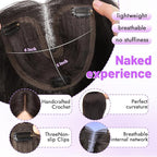 Soft Black Synthetic Hair Toppers for Women with Thinning 3D 360° Cover Clip in Wispy Bangs Upgraded Adjustable Bandage 24 Inch Long Layered