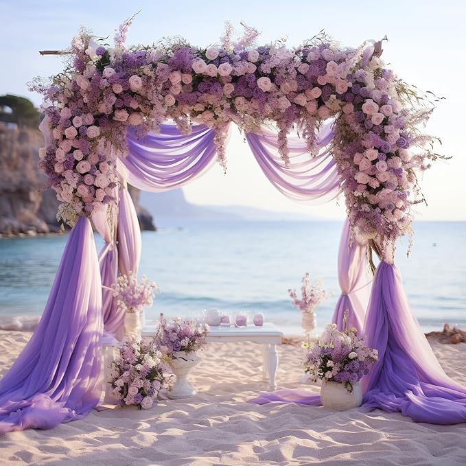 Wedding Arch Draping Fabric Backdrop 4 Panels, Lavender Purple | 28.7"x20FT - Image 7