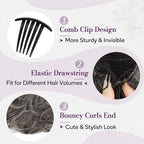 BARSDAR Drawstring Comb Clip Ponytail Extension - 10 Inch Short Wavy Clip in Ponytails Hairpieces for Women - Synthetic Gray Ponytail Extensions Fake Pony Tails - Dark Brown Mix Gray
