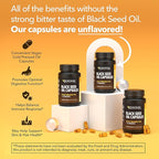 Black Seed Oil Capsules with Turmeric Curcumin Supplement - Immune & Digestive Health Support - 60 Count - Vegan, Non-GMO, Cold Pressed Black Seed Oil with Curcumin (95% Curcuminoids) - 1 Month Supply