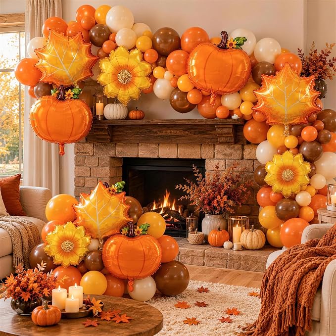 Fall Foil Balloons, Sunflower Pumpkin Maple Leaf Balloon - Image 8