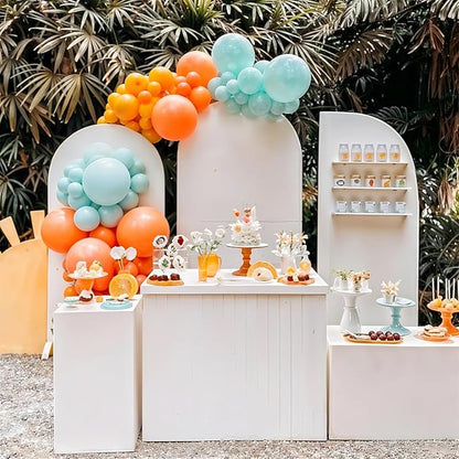 HILAVO Orange and Blue Balloons Arch Kit Retro Dusty Blue Teal Orange Ivory - Image 6