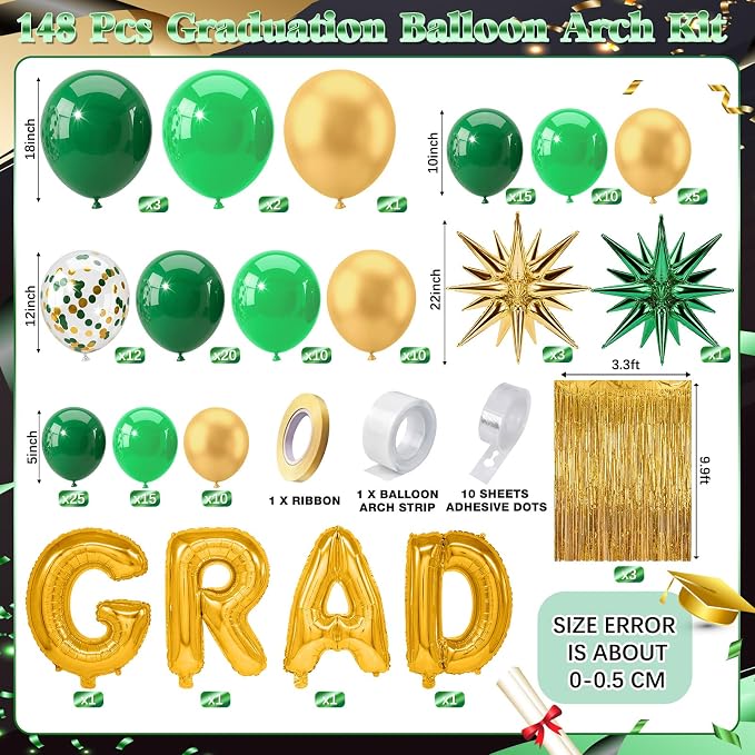 Capoda 148 Pcs Jungle Safari Garland Arch Kit Green and Gold Party Decoration - Image 2
