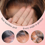 34 Inch Highlight Ombre Lace Front Wig 13x4 Full Frontal Lace Wig Skinlike HD Lace Wig Body Wave lace front Wigs for Women 15A Pre Plucked with Baby Hair 4/27 honey blonde 200% Density