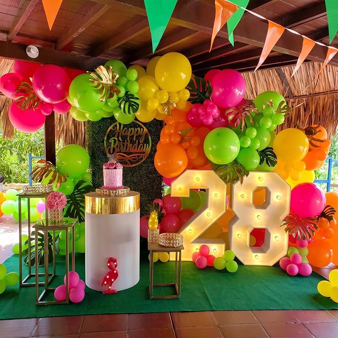 Tropical Balloons, 12 Inch Hawaiian Balloons Teal Hot Pink Orange Yellow - Image 6