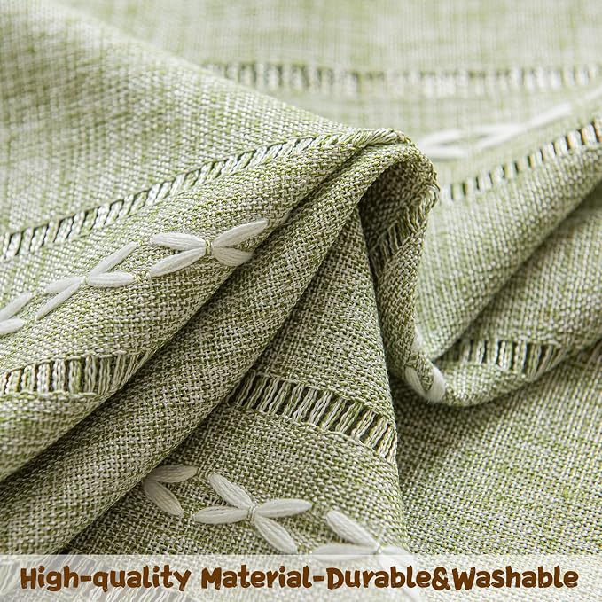 Sutuo Home Green Boho Curtain 52W x 36L inch White Striped Light Filtering - Image 6