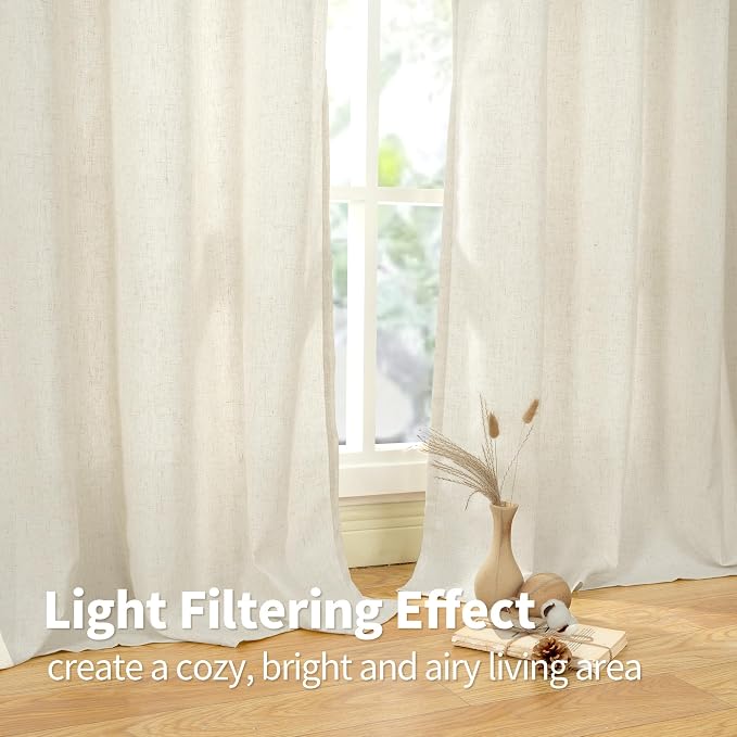 YoungsTex 72 Inch Length Natural Linen Curtains - Image 5