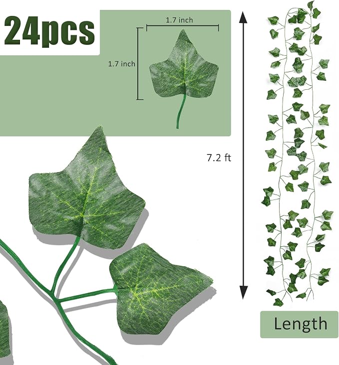 RECUTMS Fake Vines 24 Pack 173 FT Artificial Ivy Leaves Wall Decor Leaf Plants - Image 2