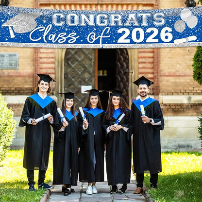 Large Congrats Grad Banner Light Blue Class of 2026 Banner | Backdrop 2026 Yard - Image 4