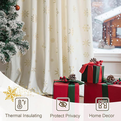 Beauoop Christmas Cream Velvet Curtains - Image 2