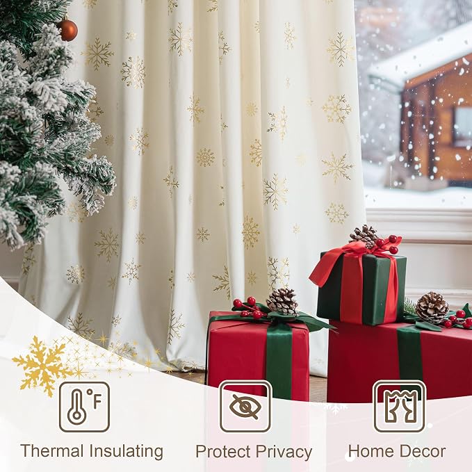 Beauoop Christmas Cream Velvet Curtains - Image 2