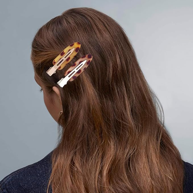 10 Pcs Creaseless No Crease No Bend Flat Hair Clips For Styling Non Slip Makeup Clips For Women Salon Hairstyle,Tortoiseshell