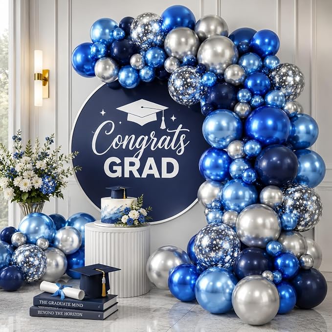 Blue and Silver Balloon Arch Kit - Image 4
