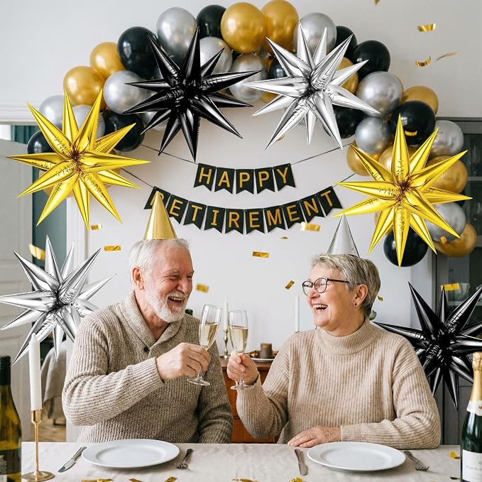 72PCS Gold Silver Black Star Balloons, Big 26 Inch Star Foil Metallic Mylar - Image 4