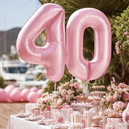 RainbowQ Pink 40 Balloon Number 40 Inch 0-40 Foil Large Balloons | Big Mylar 40 - Image 4