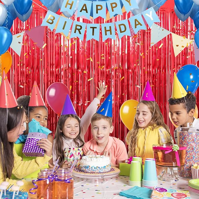 7 Pack 3.3 x 9.9 ft Red Foil Fringe Curtains Streamers Party Decorations | Foil - Image 7