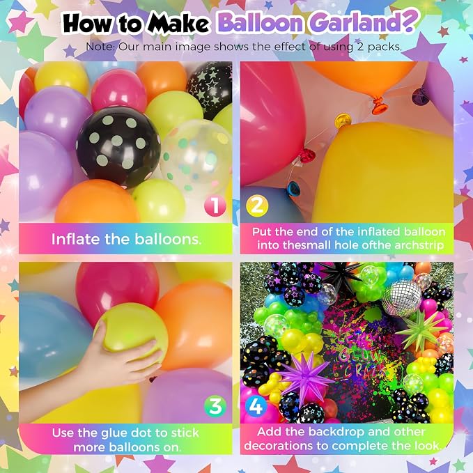 200Pcs Neon Balloons Arch Garland Kit - Image 3