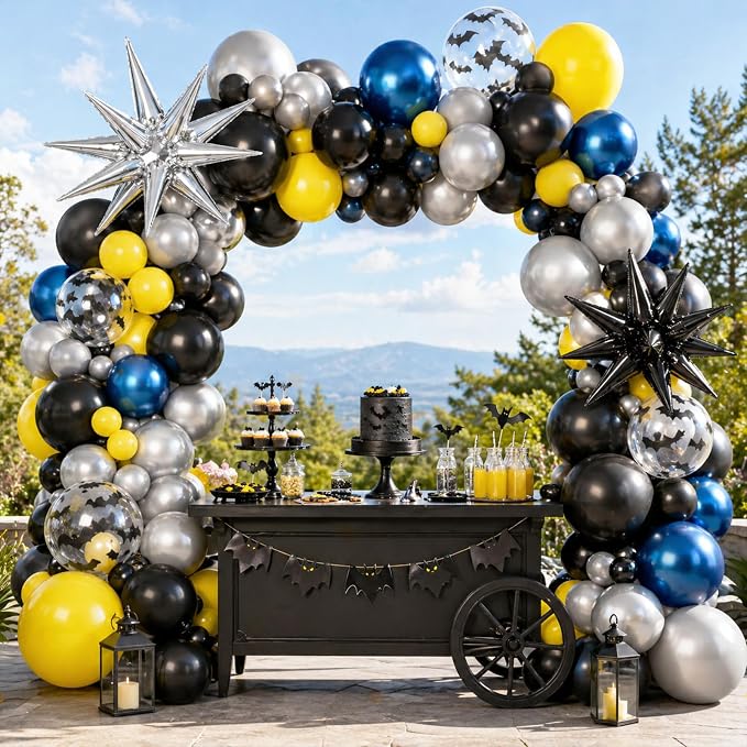 Black and Yellow Balloons, 12 Inch Black Yellow Gray Blue Silver Balloons - Image 6