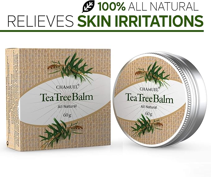 Chamuel Tea Tree Oil Balm – All Natural | Great Cream for Soothing Eczema, Cracked Foot, Rashes, Jock Itch, Bug Bites, Folliculitis, Acne, Itchy Skin, Psoriasis - Women & Men, 2.11 Ounce (Pack of 3)