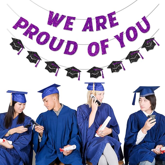 We Are So Proud of You Banner Pre-strung Purple Graduation Decorations Class of - Image 3