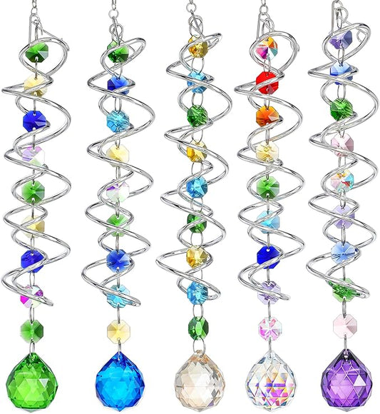 5 Pack Crystal Suncatcher Gazing Ball Spiral Wind Spinner Garden Decor | by HDHYALINEDORA