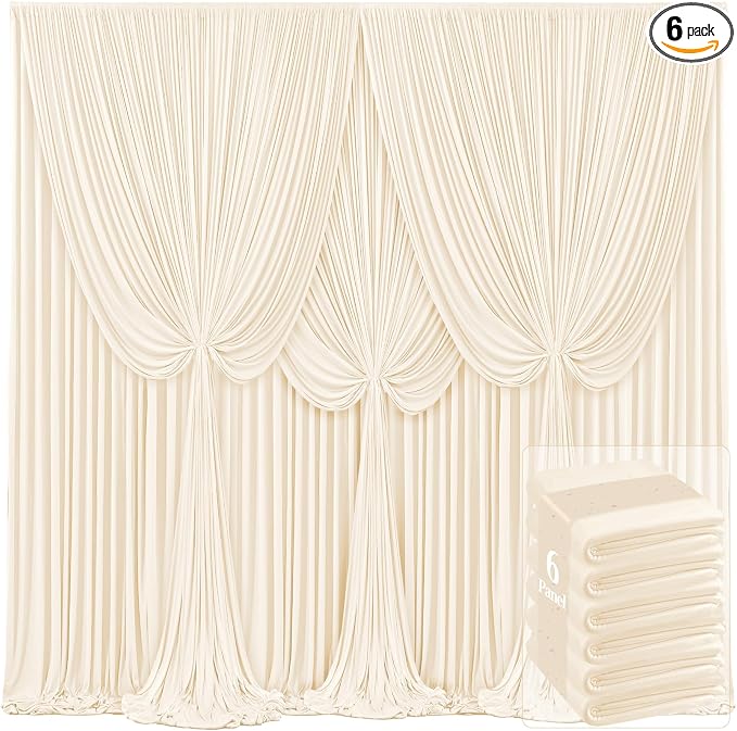 6 Panels Champagne Backdrop Curtains by Tao-GePartyDecorations